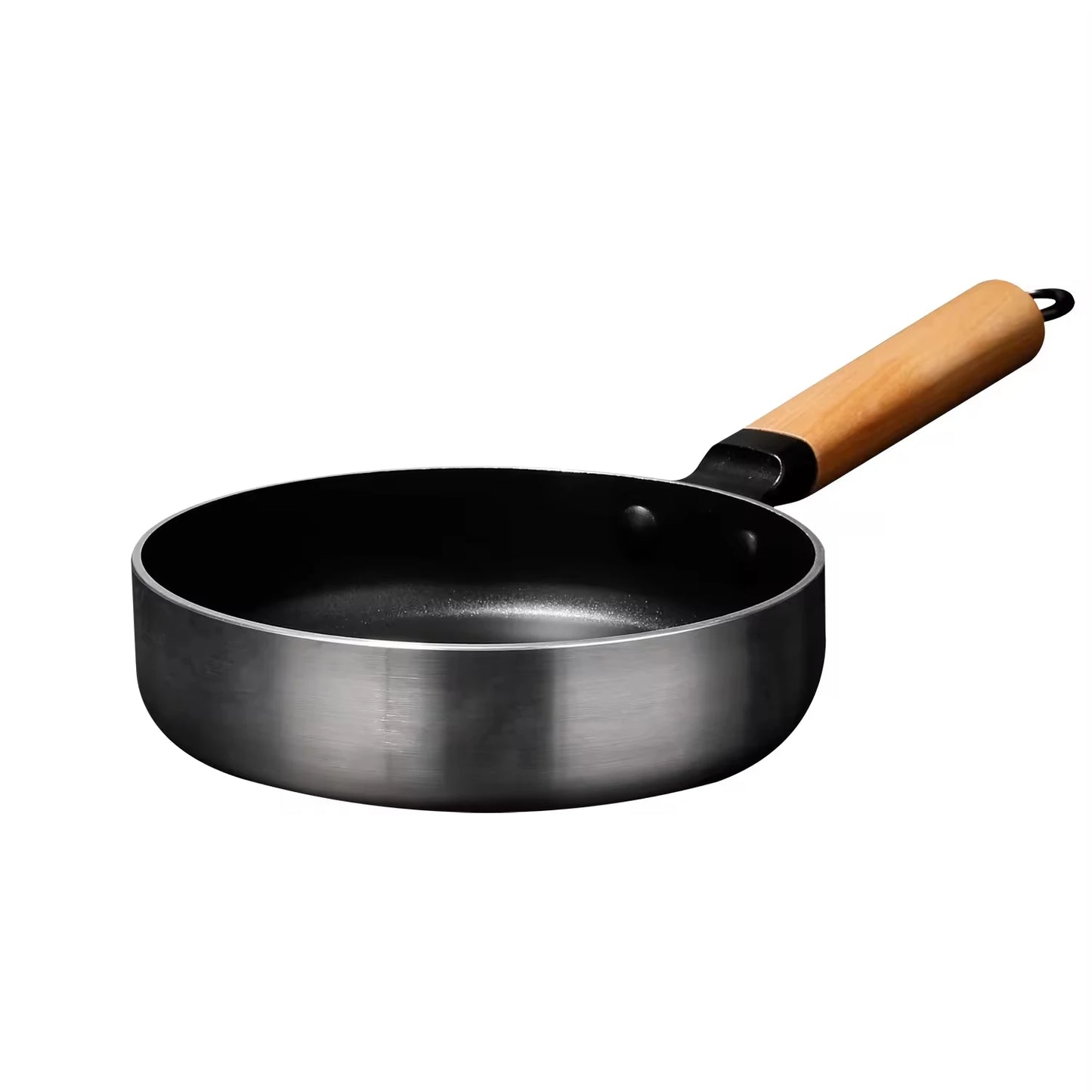 Non-Stick Flat-Bottom Frying Pan with Wooden Handle – Skillet for Gas & Induction Stoves, Perfect for Pancakes, Eggs, and Home Cooking, Available in 3 Sizes (24cm/26cm/28cm) 28cm