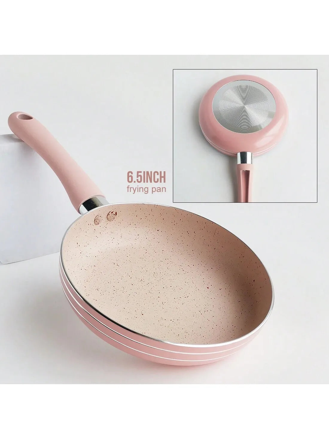 Blush Pink Non-Stick Cookware Set – Includes Skillet with Glass Lid, Mini Milk Sauce/Soup Pan, Flat Pan & Non-Stick Spatula – Ideal for Daily Cooking, Baby Food & Stylish Modern Kitchens – 5-Piece Set