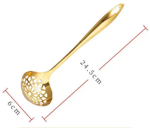 Golden Stainless Steel Solid Ladle & Skimmer Ladle 24.5cm 1