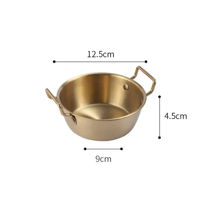 Golden Stainless Steel Snack Bowl – Multipurpose Double-Handle Bowl (Available in 12.5cm, 13.5cm, and 14.5cm )