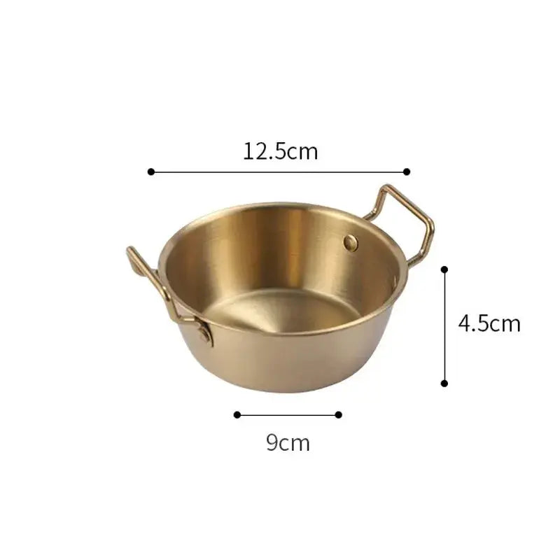 Golden Stainless Steel Snack Bowl – Multipurpose Double-Handle Bowl (Available in 12.5cm, 13.5cm, and 14.5cm )