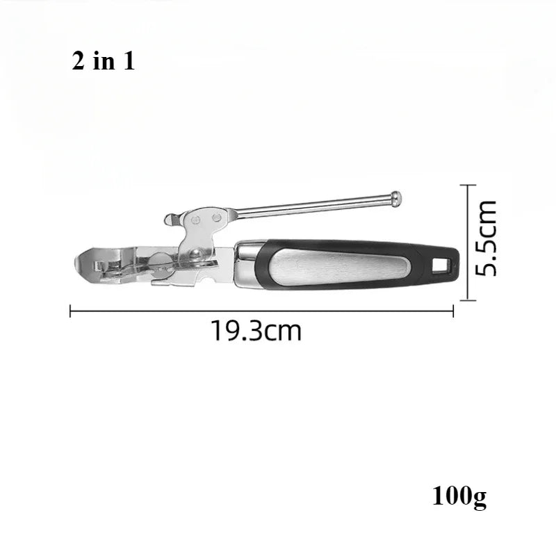 Heavy Duty Manual Can Opener with Bottle Opener – Stainless Steel Cutting Wheel & Easy-Turn Knob – Perfect for Tins, Cans & Bottle Caps