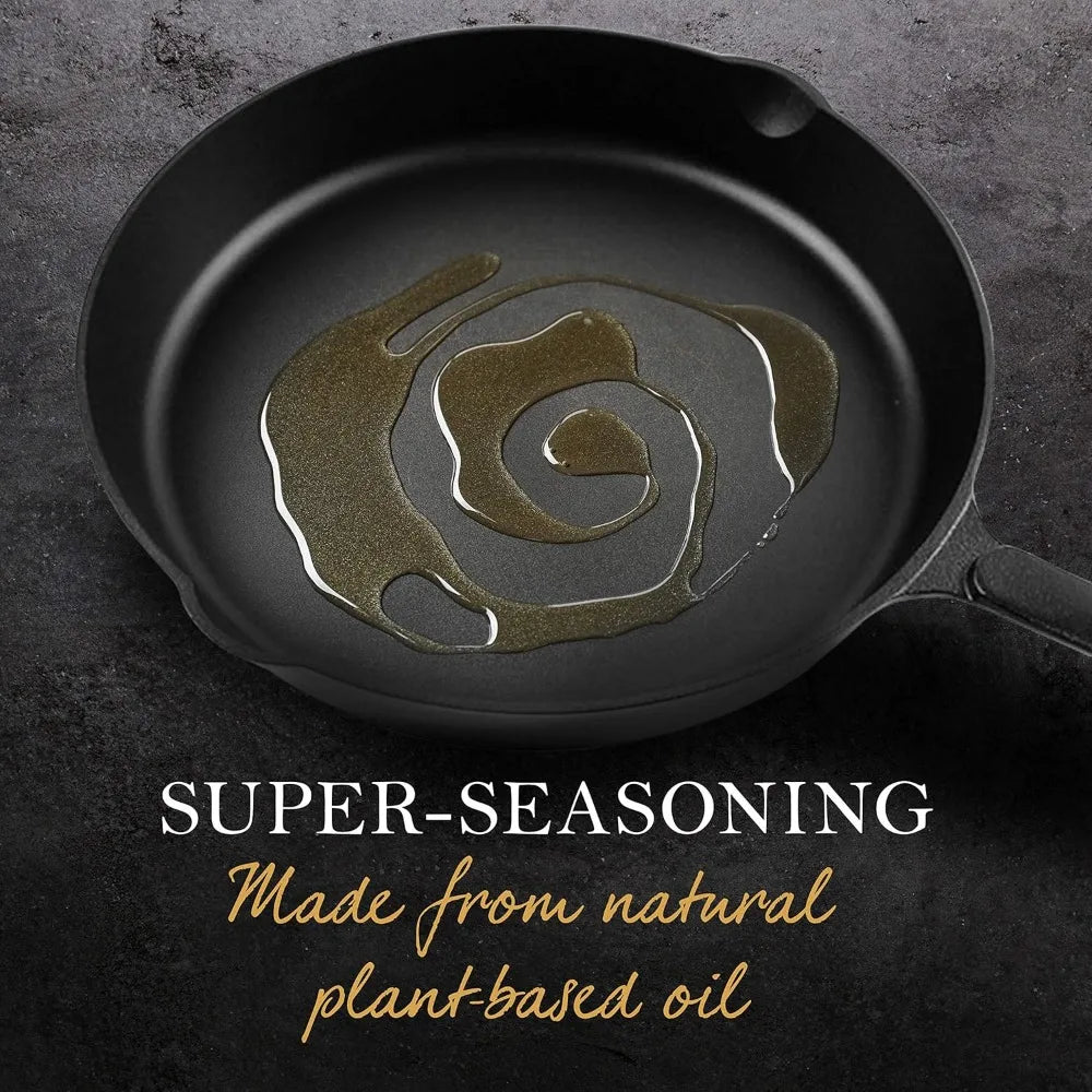 Pre-Seasoned Cast Iron Skillet – 25cm Non-Stick Frying Pan for Searing, Sautéing, and Everyday Cooking (Black)