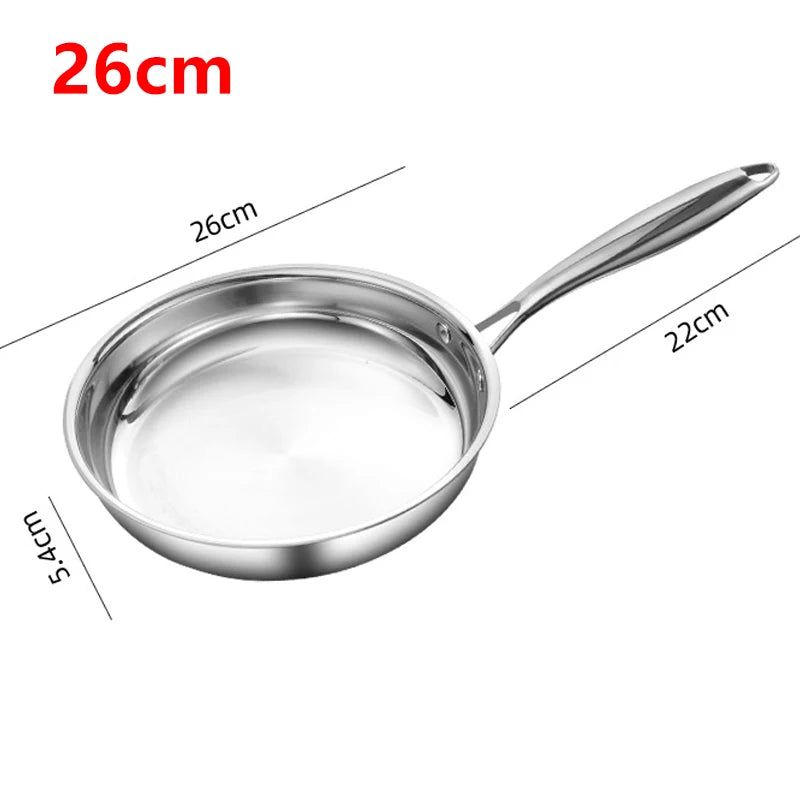 Stainless Steel Frying Pan with Long Handle – Premium Tri-Ply Construction–Professional Chef’s Skillet for Searing, Sautéing, Stir-Frying, Simmering & Pan-Frying Daily Meals– Induction, Gas & Electric Compatible Available in 22cm, 24cm, 26cm, 28cm & 30cm