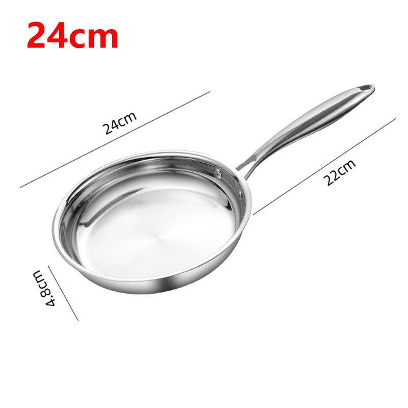 Stainless Steel Frying Pan with Long Handle – Premium Tri-Ply Construction–Professional Chef’s Skillet for Searing, Sautéing, Stir-Frying, Simmering & Pan-Frying Daily Meals– Induction, Gas & Electric Compatible Available in 22cm, 24cm, 26cm, 28cm & 30cm