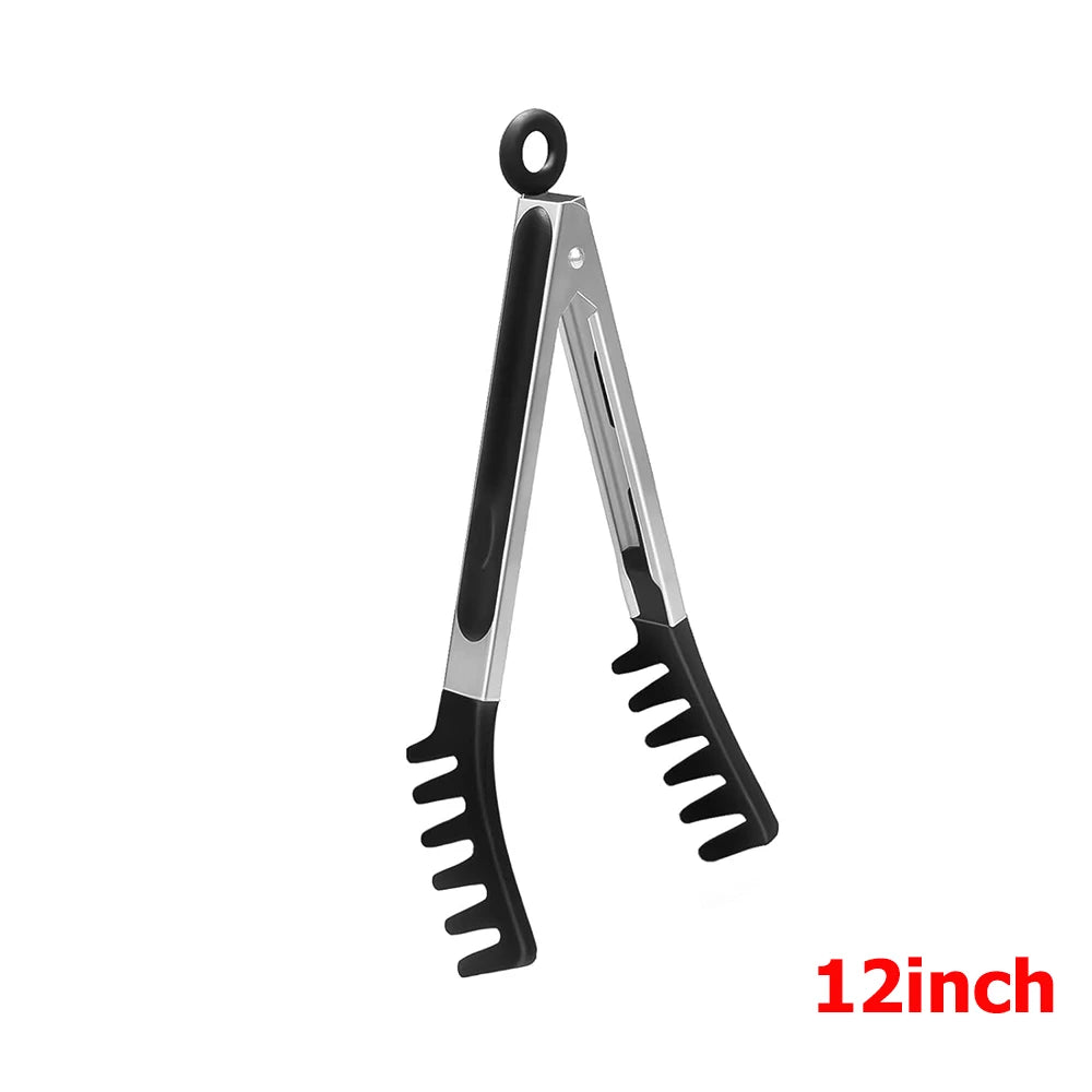Stainless Steel Kitchen Tongs with Silicone Tips – Nonstick Cooking & BBQ Grilling Tongs – Best for Serving, Frying & Salads