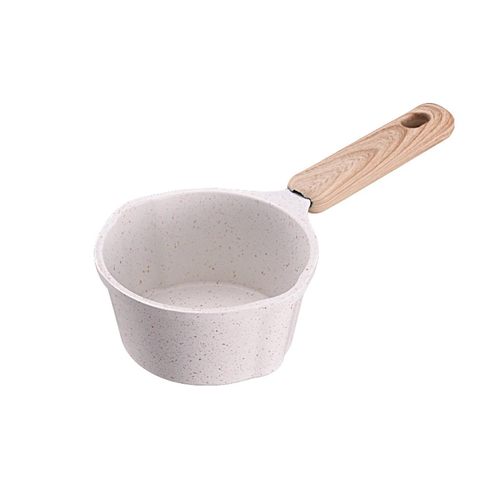 Small Nonstick Saucepan with Wooden Handle For Even Heat Distribution On All Stove Use Cast Aluminum Cookware