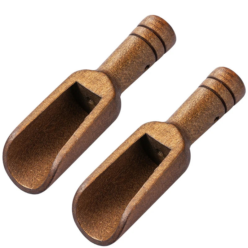 2 Piece Mini Beech Wood Spoons – Small Wooden Spice, Salt & Sugar Scoops – Best for Spice Jars, Salt Pigs & Condiments – Available in Red, Brown & Silver Colours