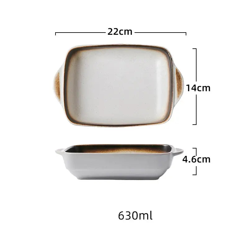 Ceramic Rectangular Baking Tray with Dual Handles – High-Temperature Resistant Porcelain Dish for Baking, Roasting, BBQ, Pasta, Rice, Lasagna, Salads & Daily Meals – Durable, Easy-to-Clean & Even-Heat Design – Oven, Microwave & Dishwasher Safe C