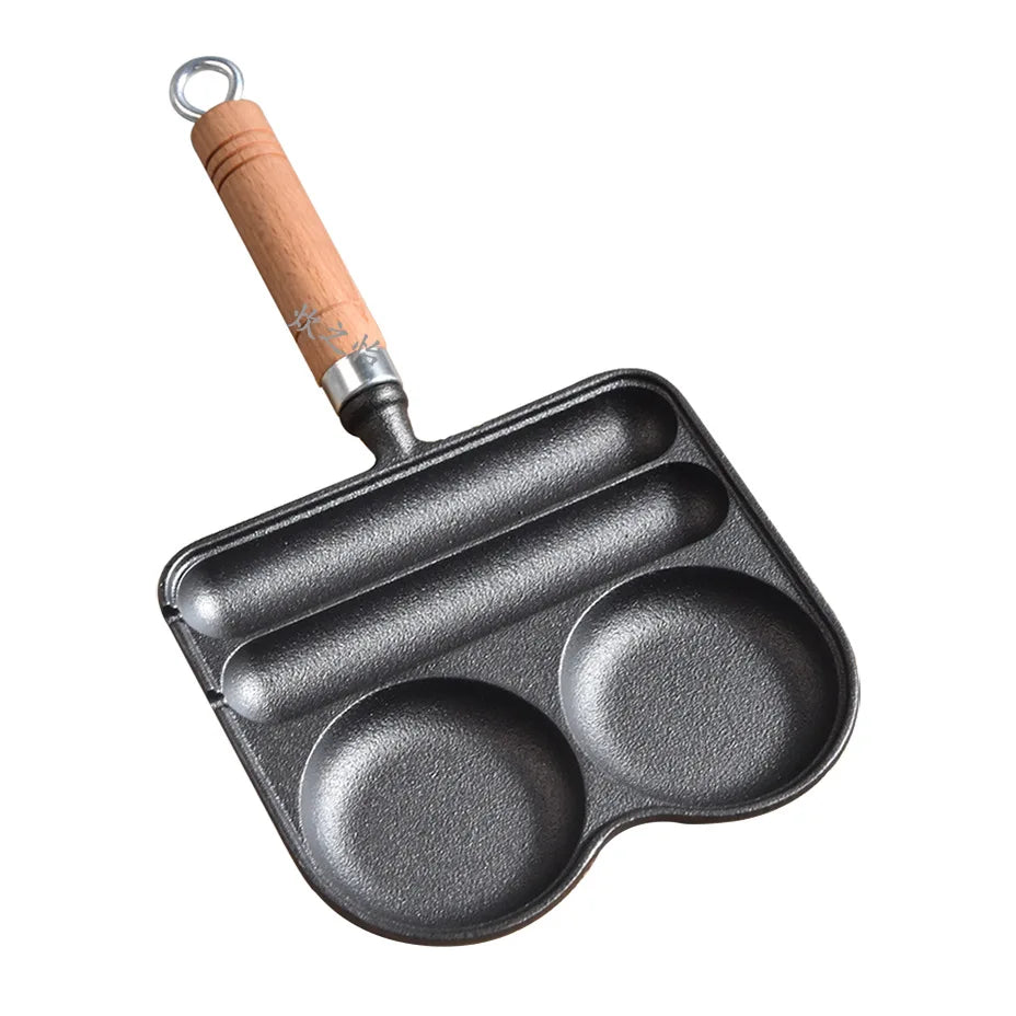 Egg Frying Pan Nonstick 4 Section Skillet With Heat Resistant Handle Cooking Pan Divided Pan Gas Induction Compatible