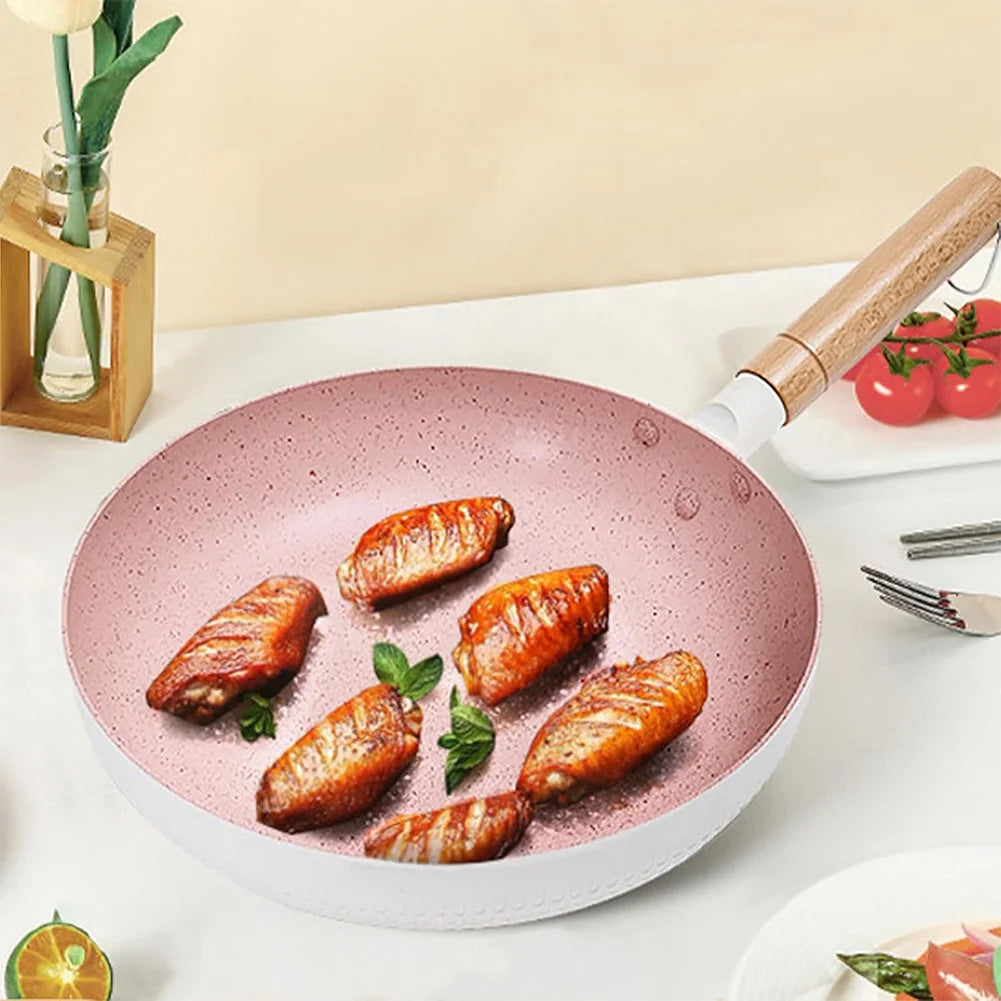 Blush Pink Non-Stick Frying Pan – Skillet for Searing, Sautéing, Steak, Eggs, Pancakes, Crepes, Stir-Frying & Daily Cooking – Heat-Resistant Handle – Compatible with Gas & Induction Cookers – 24cm