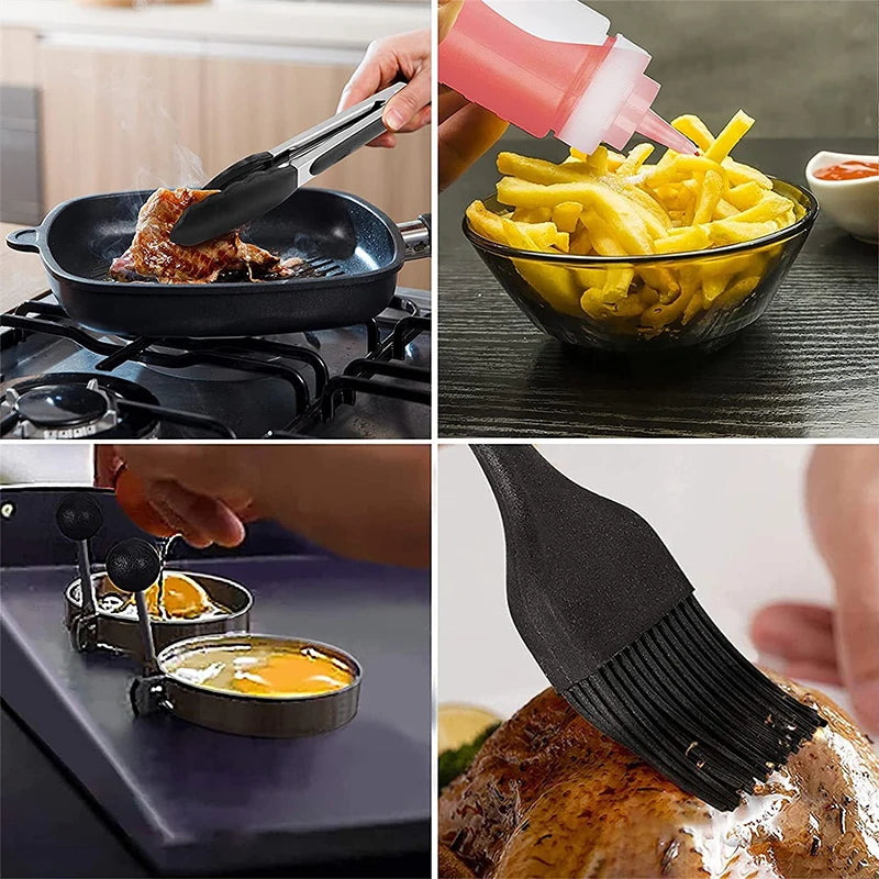 12-Piece Professional Heavy-Duty Stainless Steel Griddle Spatula Set with Utensils & Carry Bag – Includes Spatulas, Turners, Scrapers, Tongs, Bottles, Ring Moulds, Basting Brush & Storage Bag – Ideal for Flat Top Grilling, Teppanyaki, Hibachi & BBQ