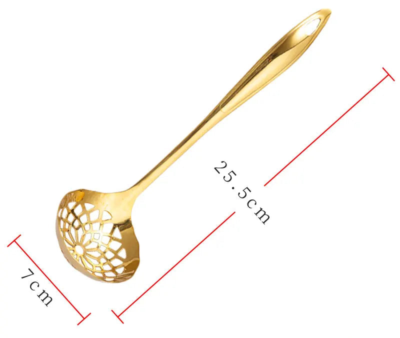 Golden Stainless Steel Solid Ladle & Skimmer Ladle