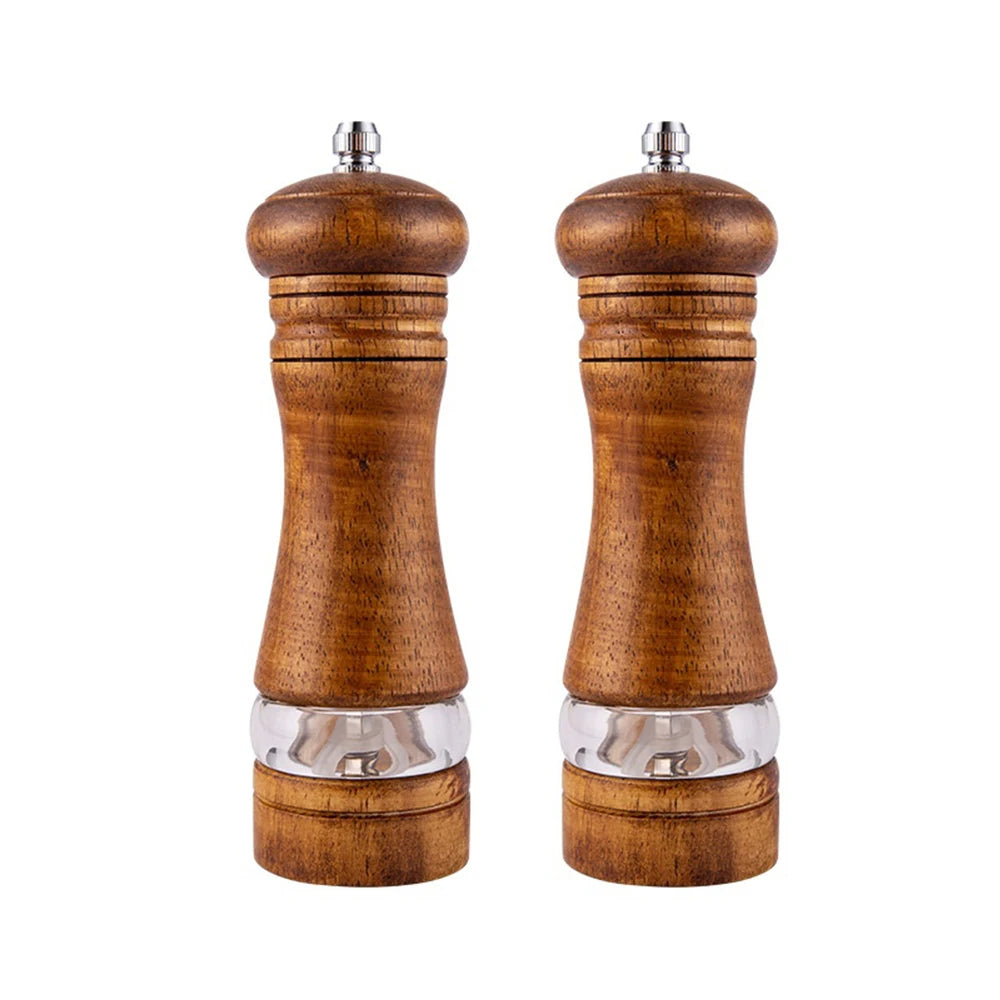 Classic Oak Wood Salt & Pepper Mill Set – Adjustable Manual Pepper Grinder & Salt Grinder with Ceramic Core – Best for the Kitchen & Dining Table Style 3