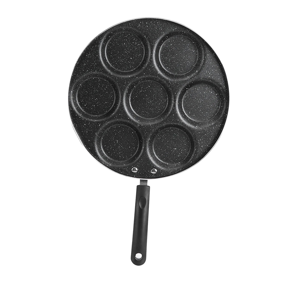 7 Hole Non-Stick Egg Frying Pan – Aluminium Fried Egg & Burger Pan with Heat-Resistant Handle – Best for Eggs, Mini Pancakes & Burgers
