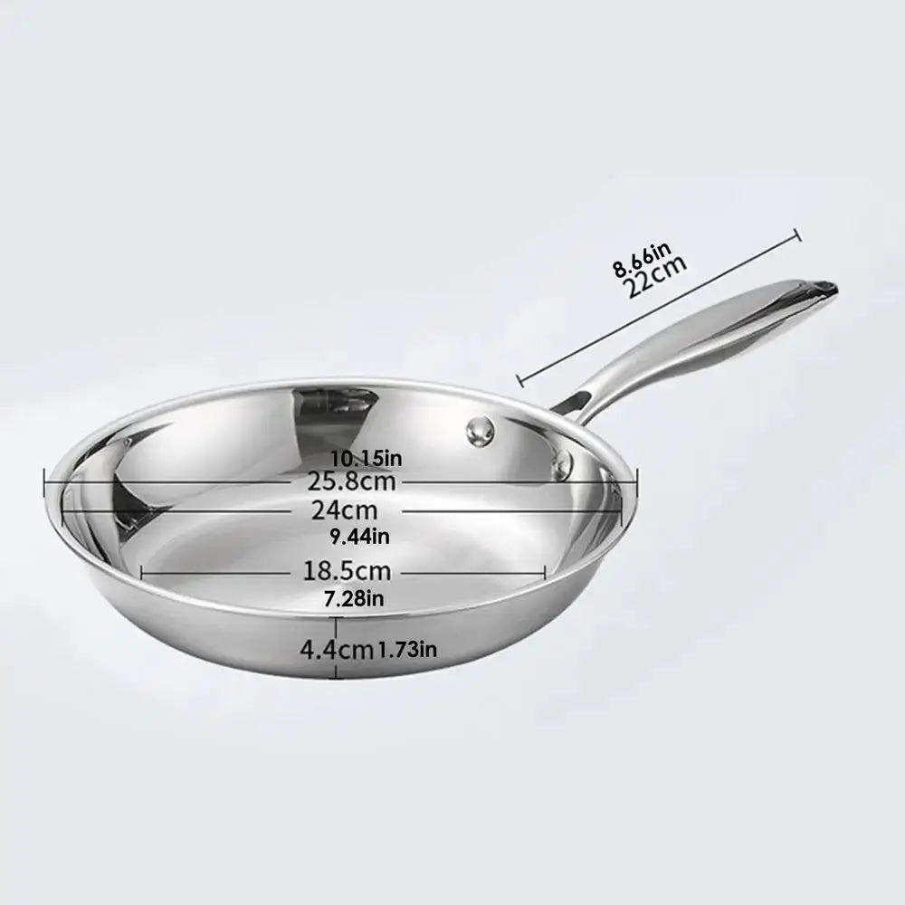 Stainless Steel Frying Pan –Multipurpose Skillet for Searing, Sautéing, Stir-Frying, Simmering & Pan-Frying Daily Meals & Oven-Safe – Induction, Gas & Electric Compatible – Available in 20cm,22cm, 24cm, 28cm 24cm CN
