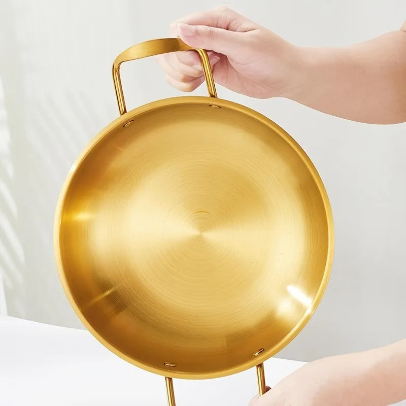 Golden Stainless Steel Noodle Pot – 19cm Single-Piece Multipurpose Pot for Kitchen Cooking