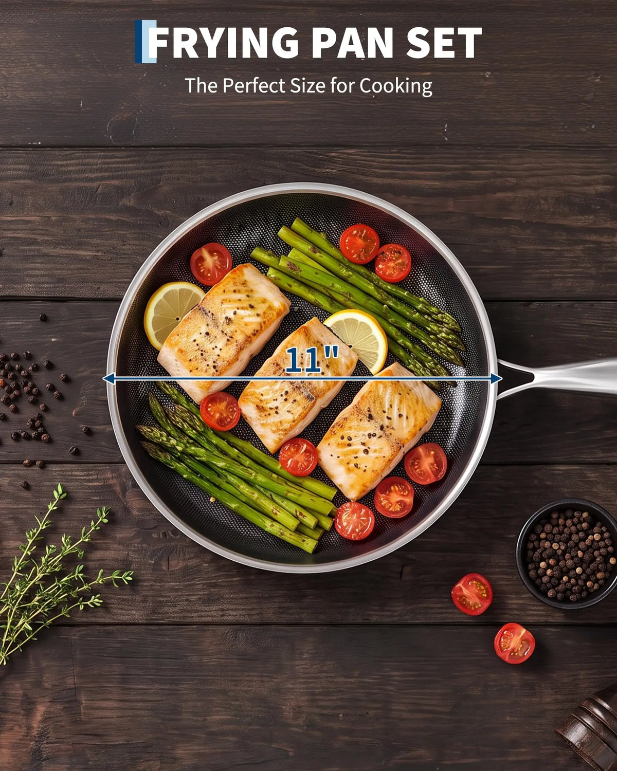 Honeycomb Stainless Steel Frying Pan with Lid – 3-Ply Ceramic Non-Stick Induction Skillet, Oven Safe – Best for Frying, Searing & Sautéing (28cm)