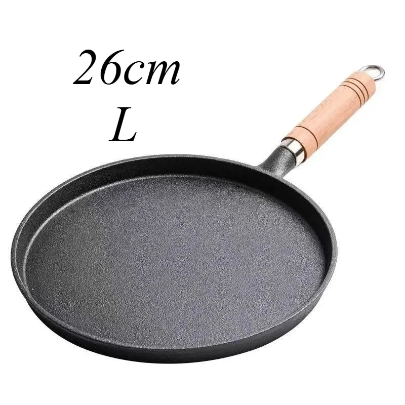 Cast Iron Non-Stick Griddle – Uncoated Griddle/Frying for Eggs, Crepes, and Pancakes, Compatible with Induction & Gas Stoves (Available in 20cm, 23cm, 26cm Sizes)