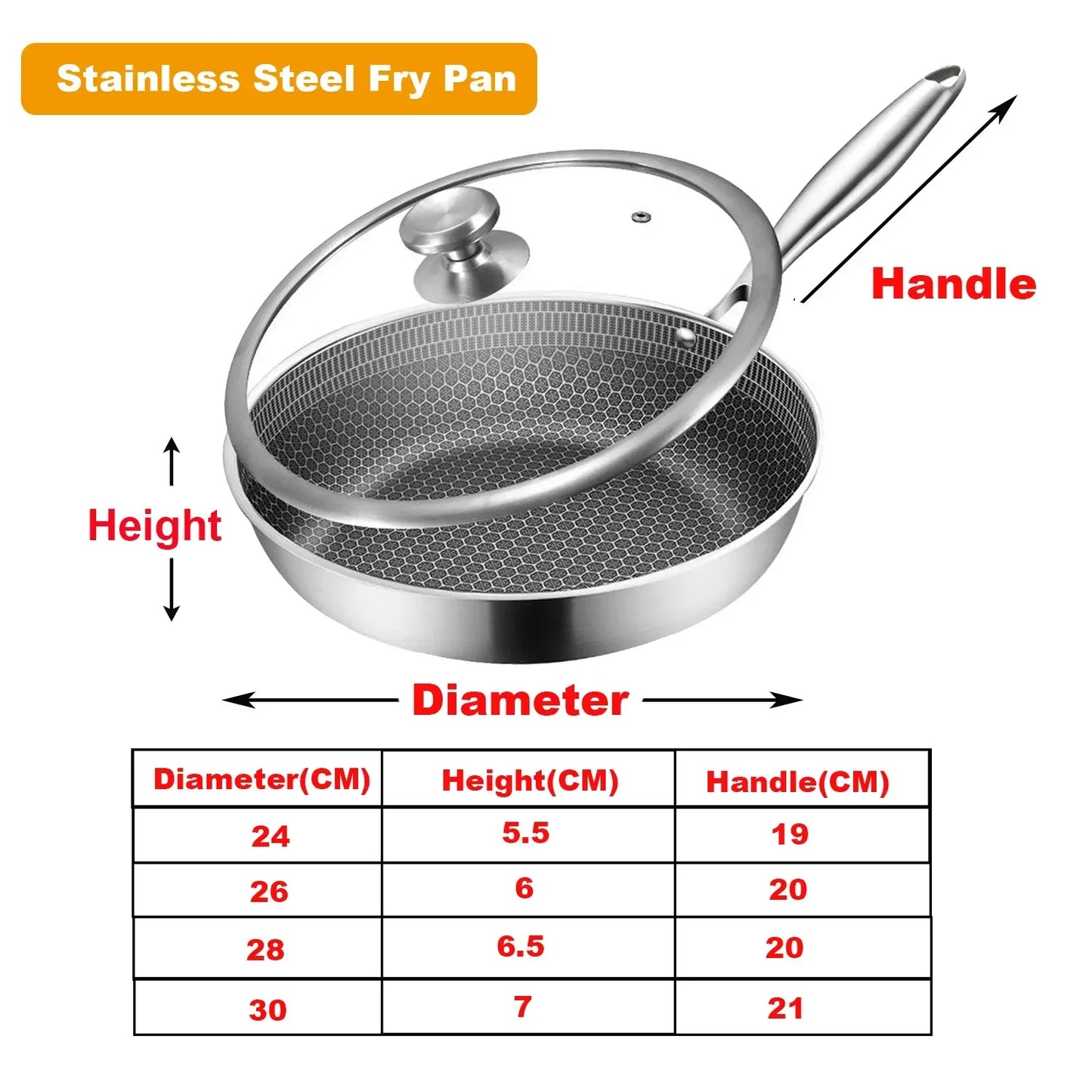 Stainless Steel Honeycomb Frying Pan