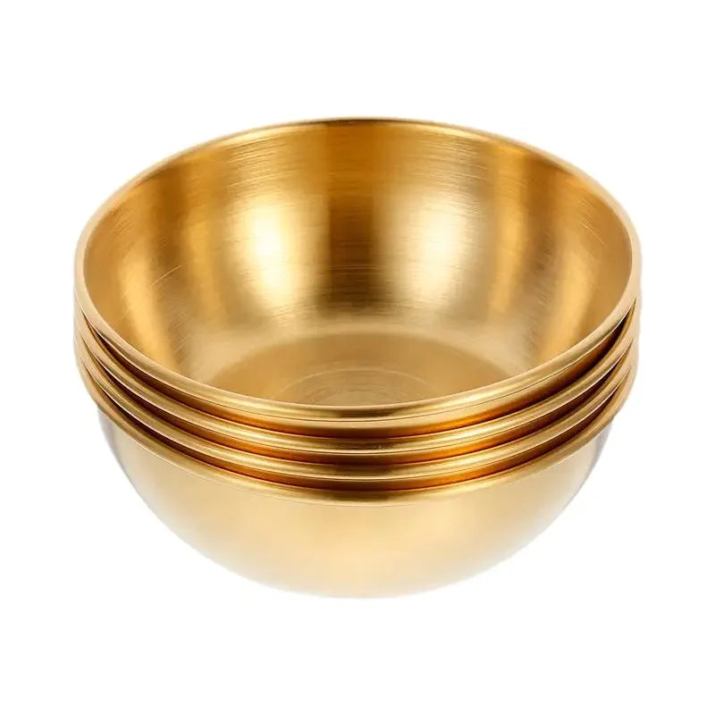 Golden Stainless Steel Bowl Dipping Sauce Condiments Set – 2pcs/4pcs Appetizer & Seasoning Plates for Dips, Condiments & Kitchen Serving
