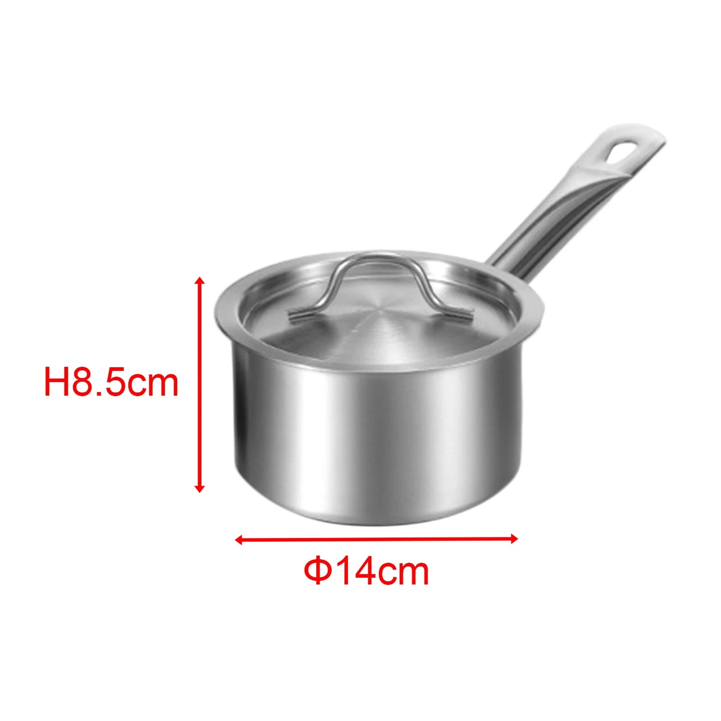 Stainless Steel Saucepan with Lid – Multipurpose Pot for Boiling Milk, Making Sauces, Soups, Steaming & Daily Meals – Compatible with Gas, Induction & Electric Cooktops – Available in 12cm (0.8L), 14cm (1.3L), & 20cm (3.7L) Sizes