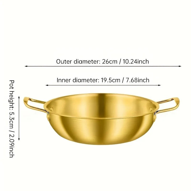 Golden Stainless Steel Noodle Pot – 19cm Single-Piece Multipurpose Pot for Kitchen Cooking