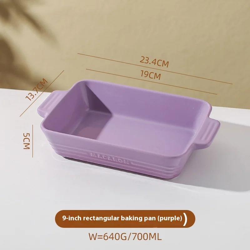 Ceramic Double-Handle Baking Dish – Rectangular Oven-Safe Dish