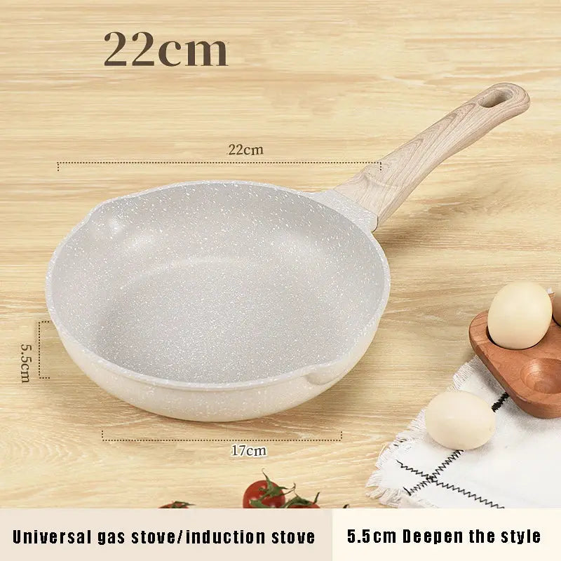 Ceramic Non-Stick Frying Pan with Medical Stone Coating – Eco-Friendly & Durable – Ideal for Eggs, Steaks, Pancakes, Frying, Searing & Daily Cooking – Works on Gas & Induction Cookers 22cm