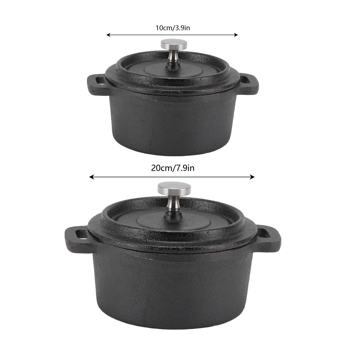 Premium Cast Iron Dutch Oven with Lid β Compact Multi-Purpose Double-Handled Pot Ideal for Slow Cooking, Stews, Barbecue, Roasting, and Pasta (Available in 10cm, 20cm Sizes)