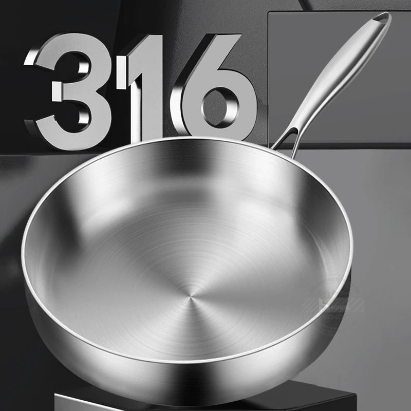 Stainless Steel Skillet – Premium 316 Eco-Friendly Non-Stick Frying Pan for Steak, Sautéing & Daily Cooking – Uncoated Cookware for Gas & Induction 20cm
