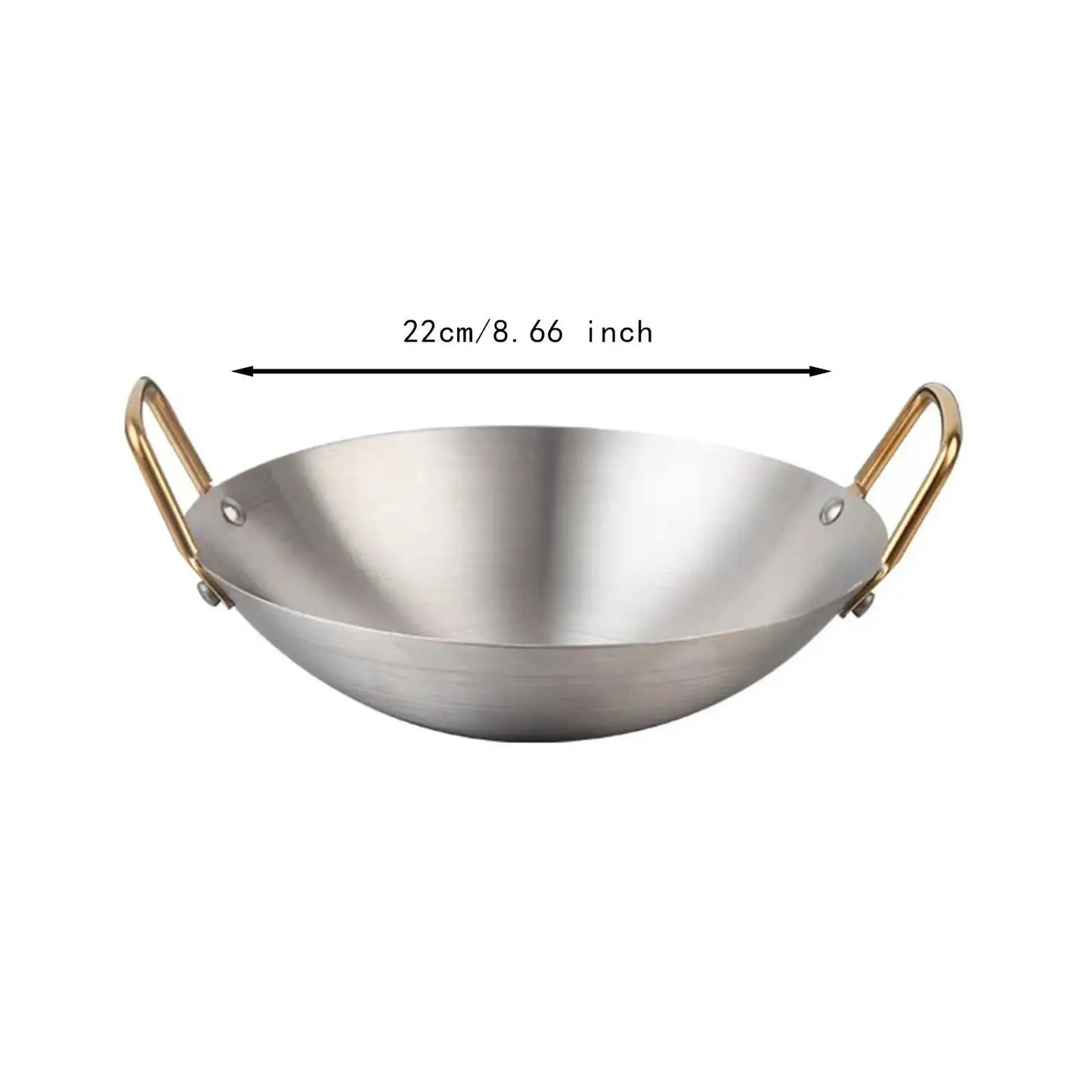 Stainless Steel Wok with Dual Handles – Thick Durable Chef’s Cooking Wok Pan – Perfect for Stir-Frying, Deep-Frying, Steaming, Boiling, Searing, Smoking & More – Available in 22cm, 24cm