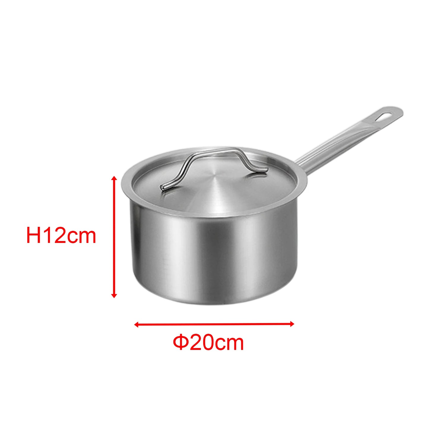Stainless Steel Saucepan with Lid – Multipurpose Pot for Boiling Milk, Making Sauces, Soups, Steaming & Daily Meals – Compatible with Gas, Induction & Electric Cooktops – Available in 12cm (0.8L), 14cm (1.3L), & 20cm (3.7L) Sizes