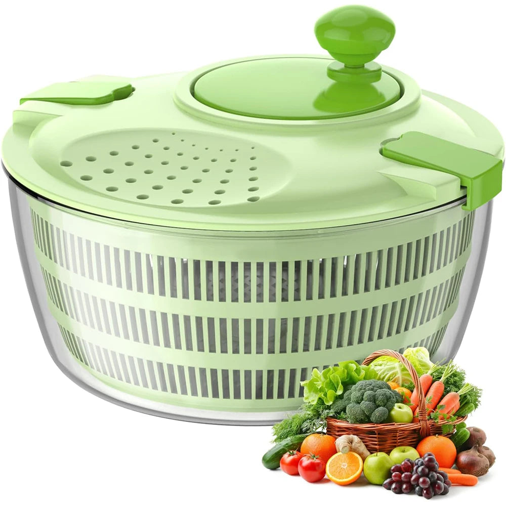 4.2L Quick Dry Salad Spinner – Lettuce Washer & Drainer with Multiple Water Outlets – Best for Washing & Drying Salad Leaves – Available in Black & Green Colours