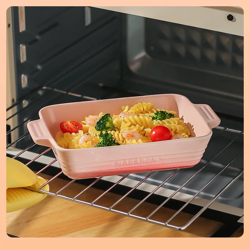 Ceramic Double-Handle Baking Dish – Rectangular Oven-Safe Dish