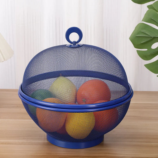 Modern Stainless Steel Mesh Fruit Basket with Bowl Base & Collapsible Cover – Breathable Design for Fly & Insect Protection – Ideal for Kitchen Use, Tables, Picnics & BBQs – Portable, Easy to Clean & Perfect for Storing Fruits and Vegetables