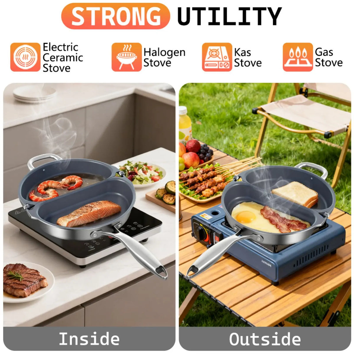 Double-Sided Folding Omelette Pan – Non-Stick Frittata & Egg Pan – Perfect for Omelettes, Pancakes & Toasted Sandwiches (24cm)