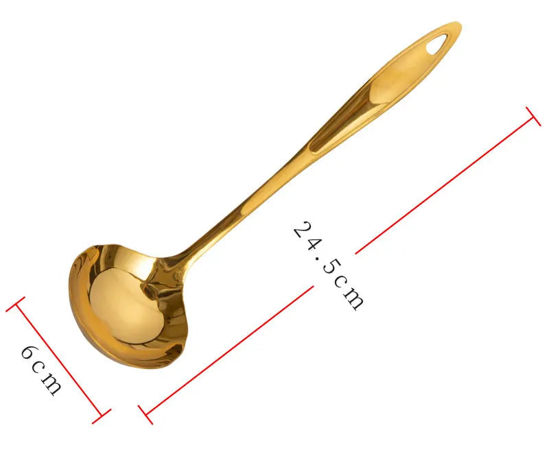 Golden Stainless Steel Solid Ladle & Skimmer Ladle