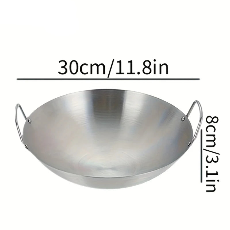 Stainless Steel Wok with Double Handles 30cm