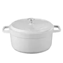Enamel-Coated Aluminium Alloy Dutch Oven with Lid & Dual Side Handles – Heavy-Duty Cooking Pot Designed for Braising, Roasting, Baking, Stews, Curries, Soups & One-Pot Meals – Compatible with Oven, Induction & Gas Stoves C for Chef
