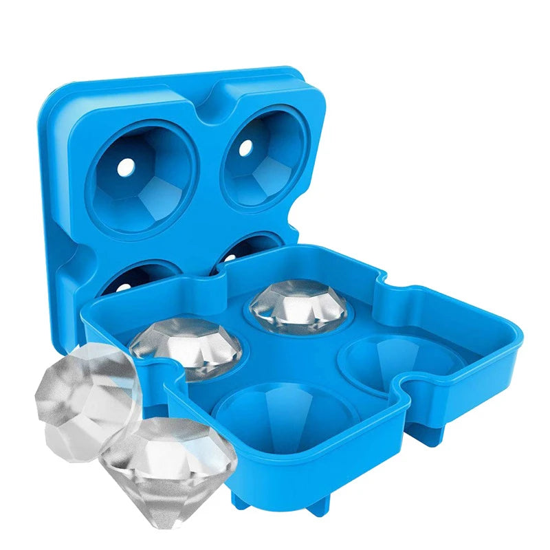 Reusable Silicone Diamond Ice Cube Mould – Stackable Flexible Ice Tray – Great for Chilling Water, Juice & Iced Drinks – Available in Black & Blue Colours