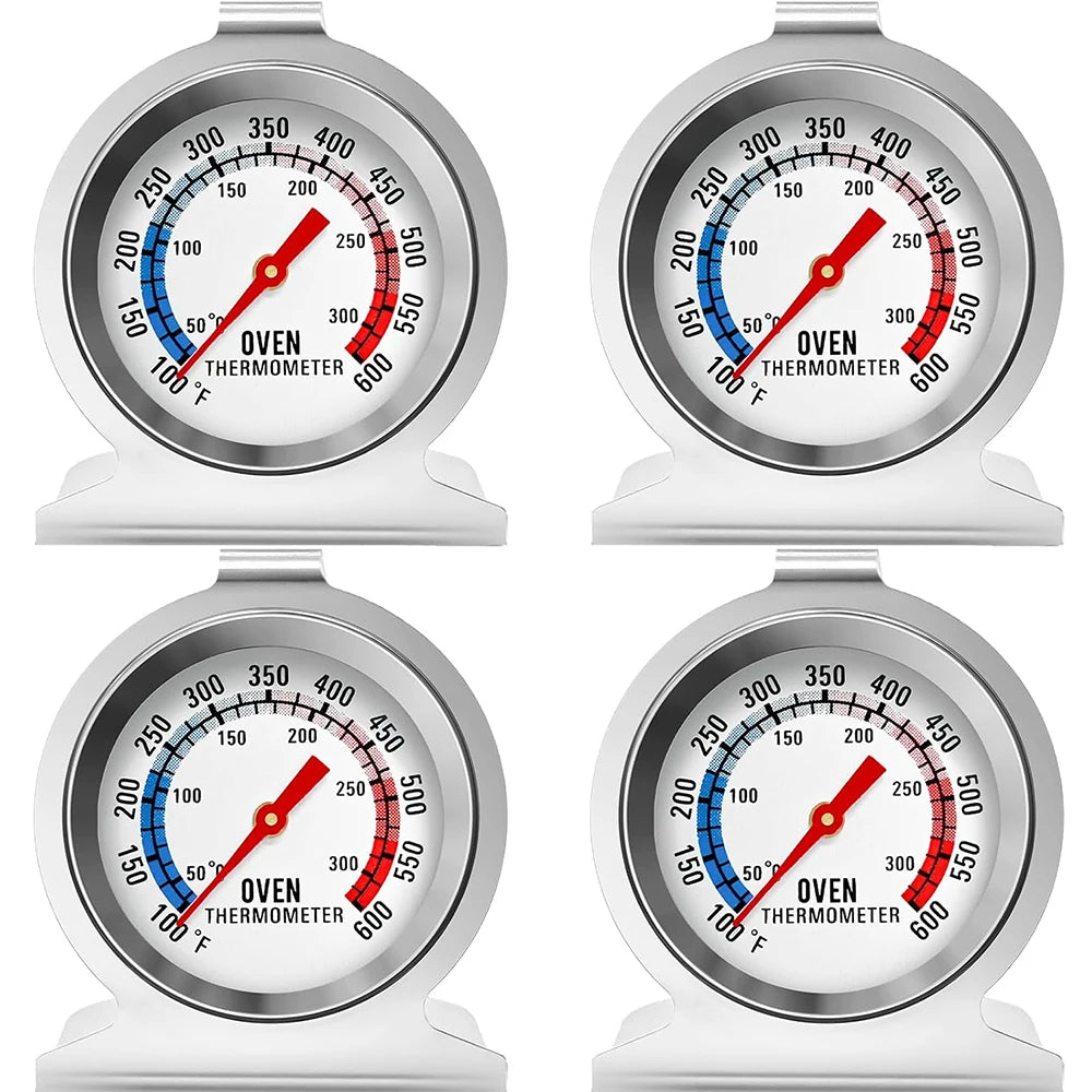 Stainless Steel Oven Thermometer 50–300°C – Large Dial Instant Read Cooking Thermometer – Ideal for Ovens, Grills & Smokers – Available in 1, 2 & 4 Pieces
