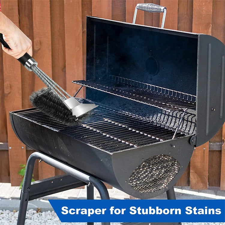 Stainless Steel Grill Brush and Scraper with Long Handle
