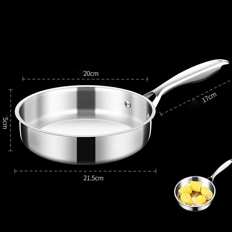 Stainless Steel Skillet – Premium 316 Eco-Friendly Non-Stick Frying Pan for Steak, Sautéing & Daily Cooking – Uncoated Cookware for Gas & Induction 20cm
