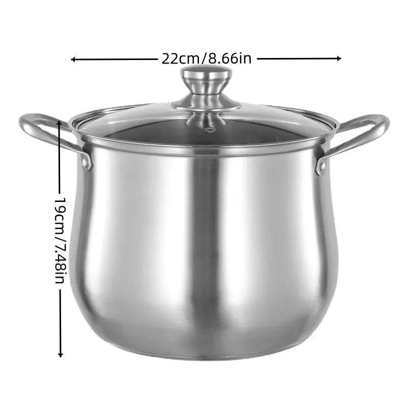 Stainless Steel Stock Pot with Glass Lid – Ideal for Soups, Stews & More