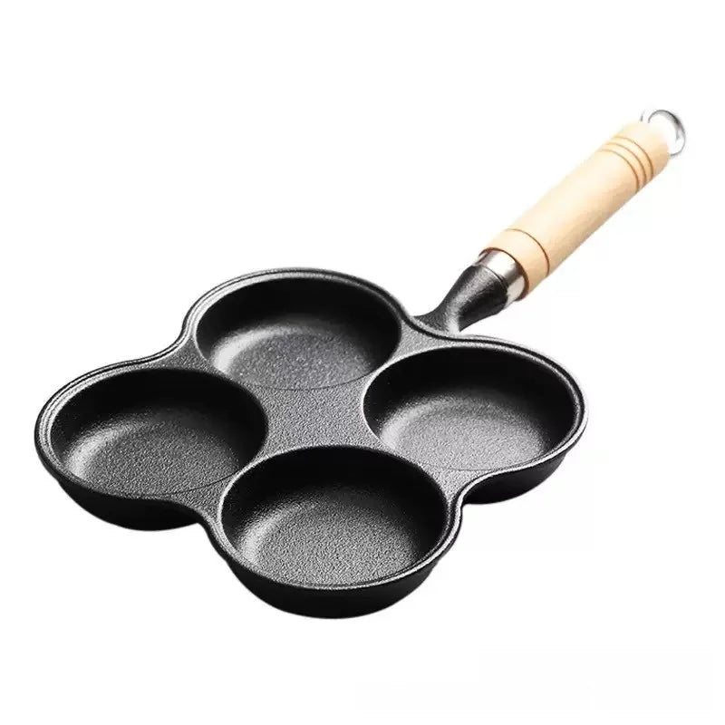 Cast Iron 4-Hole Breakfast Egg Pan – Gas & Induction Compatible | 4 Shape Options