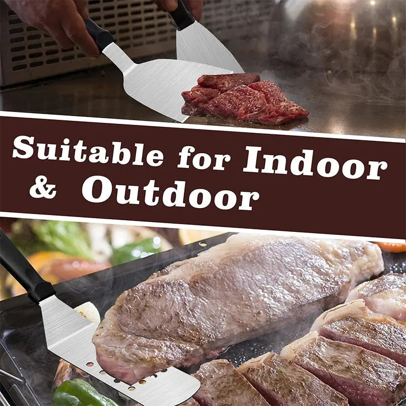 12-Piece Professional Heavy-Duty Stainless Steel Griddle Spatula Set with Utensils & Carry Bag – Includes Spatulas, Turners, Scrapers, Tongs, Bottles, Ring Moulds, Basting Brush & Storage Bag – Ideal for Flat Top Grilling, Teppanyaki, Hibachi & BBQ C for Chef