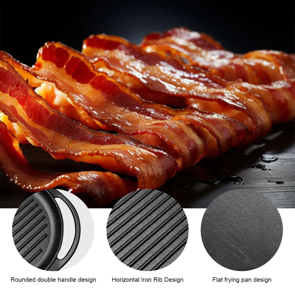 Iron Grill Pan with Dual Handles - 10 Inch