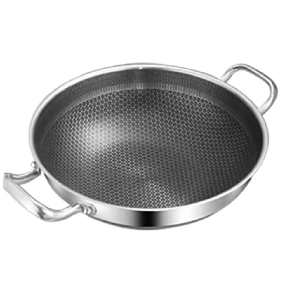 Honeycomb Stainless Steel Frying Pan & Soup Pot with Lid – Multi-Purpose, Double-Sided Non-Stick Deep Cooking Pot for Frying, Stewing, Soup, Stock & Daily Cooking – For Gas & Induction – Available in 32cm