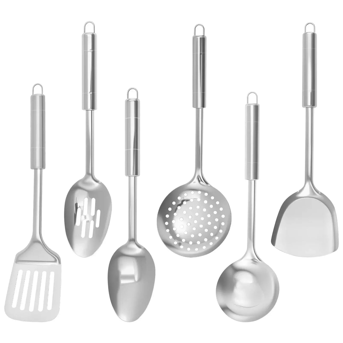 6-Piece Stainless Steel Cooking Utensils Set, Heat Resistant and Versatile C for Chef